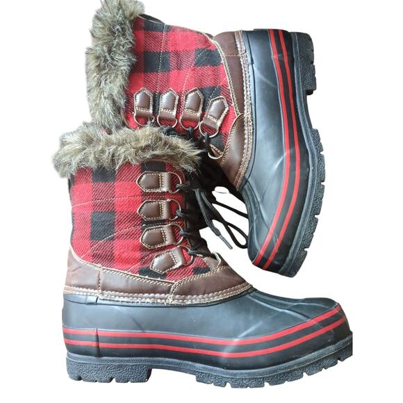 Tamarack Thinsulate AK-112812-1 Women's 9 Winter Boot Black Red Plaid - Picture 5 of 7